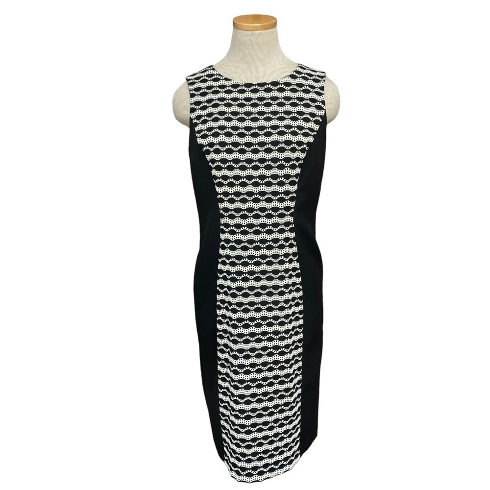 Evan Picone Black Label Dress Sheath Print Wave Size 6